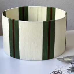 Handwoven Drum Lampshade Color Blocked Yarn, Striped Lampshade - thumbnail 3