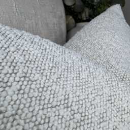 "Neutral Boucle Cushion Cover Durable Designer Fabric For Sofa & Bed Decor - 12"" X 20" - thumbnail 3