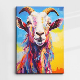 Colorful Goat Animal Abstract Oil Painting Splatter Style Wall Art, Framed Canvas Poster Print, Home Kitchen Office Room Decor Gifts - thumbnail 3