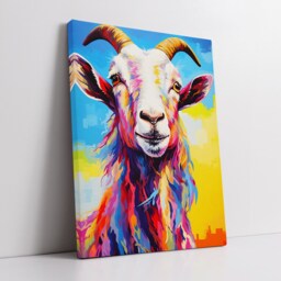 Colorful Goat Animal Abstract Oil Painting Splatter Style Wall Art, Framed Canvas Poster Print, Home Kitchen Office Room Decor Gifts - thumbnail 2