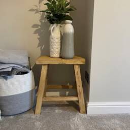 Large Hand Made Rustic Stool - Bath Tub Stool, Milking Weathered Elm Wooden Vintage - thumbnail 3