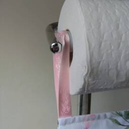 Fabric Tissue Holder Storage, Toilet Roll Holder, Guest Wc, Pink Flowers Decor, Small Bath Furniture - thumbnail 2