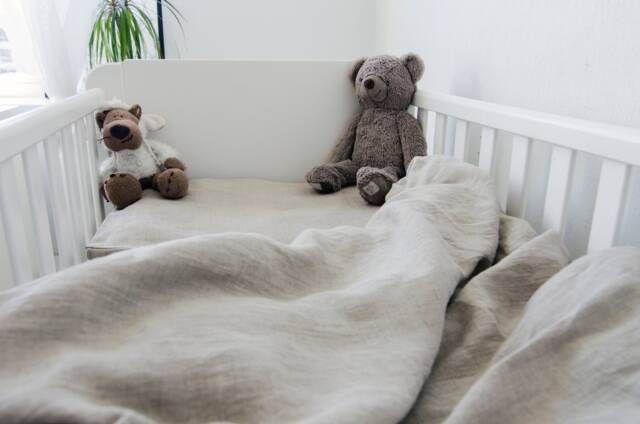 Organic Linen Bedding Set Or Just Fitted Sheet, Duvet Cover, Pillowcase, For Baybies, Toddlers, Kids Textiles in Natural Grey - image 1