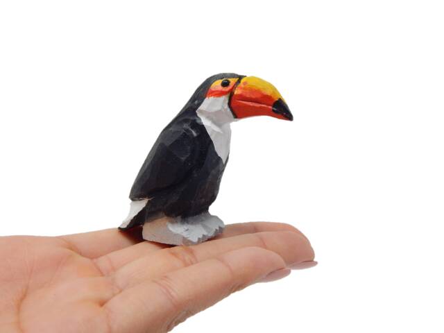 Toucan Wooden Figurine - Hand-Carved Tropical Bird Decor Gift - image 1