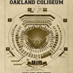 Vintage Oakland Coliseum Blueprint Art Athletics Seating Chart Print - thumbnail 2
