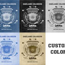 Vintage Oakland Coliseum Blueprint Art Athletics Seating Chart Print - thumbnail 3