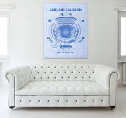 Vintage Oakland Coliseum Blueprint Art Athletics Seating Chart Print - thumbnail 1