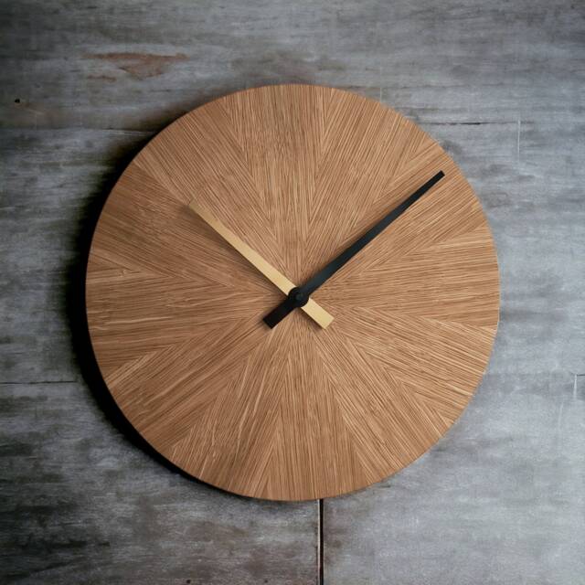 Vegas Gold Wooden Clock Oak Veneer Handcrafted 15.75'' - image 1