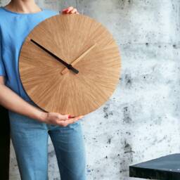 Vegas Gold Wooden Clock Oak Veneer Handcrafted 15.75'' - thumbnail 3
