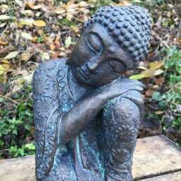 Lotus Buddha Statue Stone Home Or Garden Ornament 28cm/11 - thumbnail 3