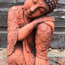 Lotus Buddha Statue Stone Home Or Garden Ornament 28cm/11 - thumbnail 2