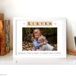 Mother's Day Scrabble Personalised Photo Frame Real Wood, Glass Picture Frame. Print, Custom Message. Family Gift - thumbnail 3