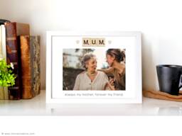 Mother's Day Scrabble Personalised Photo Frame Real Wood, Glass Picture Frame. Print, Custom Message. Family Gift - thumbnail 1