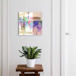 Urban Watercolor Wall Mounted Key Cabinet, Purple Industrial Box, Art, For Lovers Of Art & Architecture