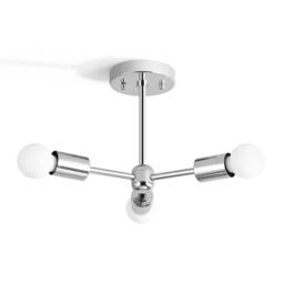 3 Light Matte Black Semi Flush Ceiling - Exposed Bulb Fixture - thumbnail 4
