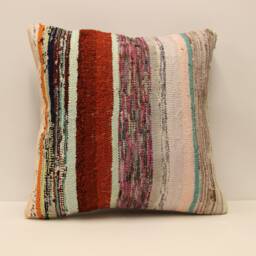 Throw Kilim Pillow Case, 20x20 - 50x50 cm Turkish Kilim Cushion, Art Deco Cover, Sofa Home Decor, 4Ef-222 - thumbnail 1