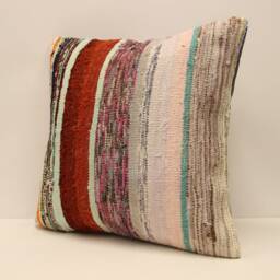 Throw Kilim Pillow Case, 20x20 - 50x50 cm Turkish Kilim Cushion, Art Deco Cover, Sofa Home Decor, 4Ef-222 - thumbnail 2
