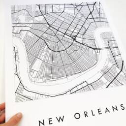 New Orleans Map Street Louisiana City Drawing Black & White - Art Print Wedding Anniversary Graduation Gift Nola Wall Decor - thumbnail 2