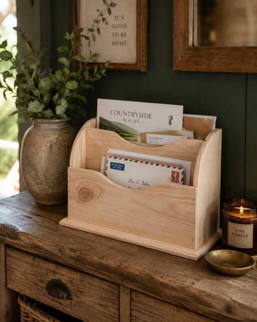 Unpainted Double-Section Wooden Letter Rack Cosmetics Holder Versatile Desk Tidy For Home & Office Organiser - Perfect Arts & Crafts - image 1