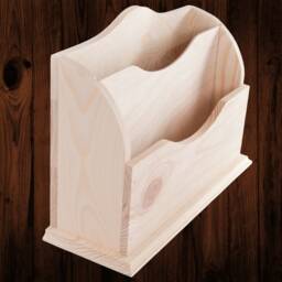 Unpainted Double-Section Wooden Letter Rack Cosmetics Holder Versatile Desk Tidy For Home & Office Organiser - Perfect Arts & Crafts - thumbnail 4