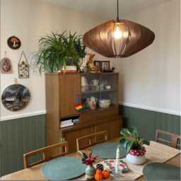 Wood Lampshade, Pendant Light, Wooden Ceiling Fixture, Chandelier, Modern Design, Dining Mid Century, Scandinavian Style - thumbnail 3