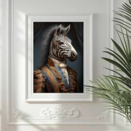 Victorian Zebra Portrait Print Altered Animal Wall Art - thumbnail 2