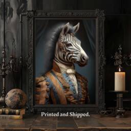 Victorian Zebra Portrait Print Altered Animal Wall Art - thumbnail 1