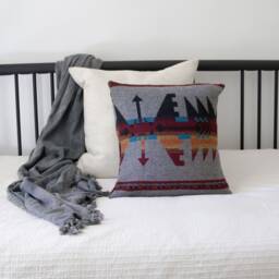 Boho Pillow Cover - Wool Blend, Southwestern Design - thumbnail 3