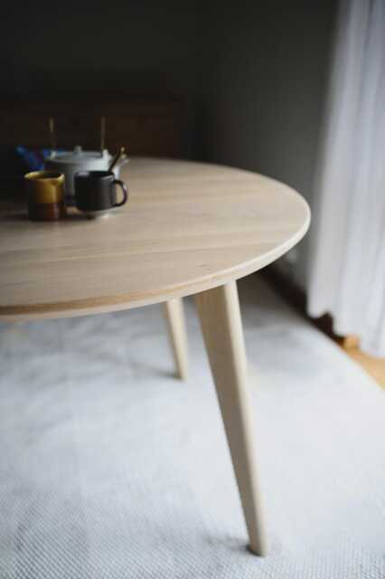 Extendable Round Oak Dining Table, Ideal For Small Spaces, Japandi Kitchen, Handmade UK - image 1