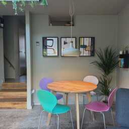 Extendable Round Oak Dining Table, Ideal For Small Spaces, Japandi Kitchen, Handmade UK - thumbnail 3