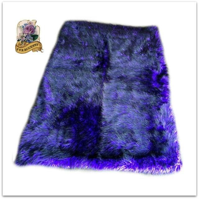 Faux Fur Area Rug - Rectangle Shaggy Soft Purple With Black Tips Shag Designer Rugs Accents Usa - image 1