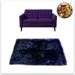 Faux Fur Area Rug - Rectangle Shaggy Soft Purple With Black Tips Shag Designer Rugs Accents Usa - thumbnail 2