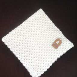 Handmade Crochet White Baby Blanket Set Granny Square Blanket New Baby Gift/Christening Present Hand Knitted Shawl - thumbnail 4