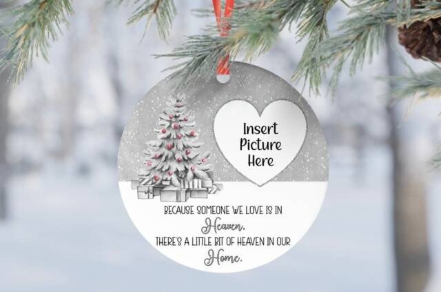 Memory in Heaven Christmas Personalised Photo Dad Mum Son Daughter Gift Present Keepsake Novelty Bauble Tree Xmas - image 1