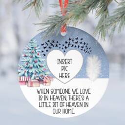 Memory in Heaven Christmas Personalised Photo Dad Mum Son Daughter Gift Present Keepsake Novelty Bauble Tree Xmas - thumbnail 4
