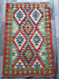 Classic Kilim Rug, Handmade Artisan Afghan Turkish Scandinavian Navajo Bohemian Wool Flatweave Multicolour Rug 123x82 cm - thumbnail 1