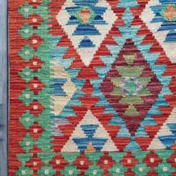 Classic Kilim Rug, Handmade Artisan Afghan Turkish Scandinavian Navajo Bohemian Wool Flatweave Multicolour Rug 123x82 cm - thumbnail 2