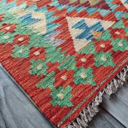 Classic Kilim Rug, Handmade Artisan Afghan Turkish Scandinavian Navajo Bohemian Wool Flatweave Multicolour Rug 123x82 cm - thumbnail 3