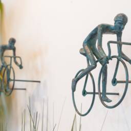 2 Piece 3D Sculpture Bicycle Wall Art Gift For Home Decor Interior Design Unique & Amazing Floating Man Bronze - thumbnail 2