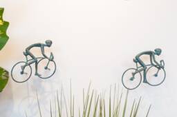 2 Piece 3D Sculpture Bicycle Wall Art Gift For Home Decor Interior Design Unique & Amazing Floating Man Bronze - thumbnail 1