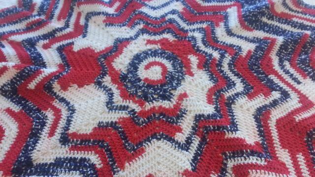 Lapghan-Americana Star Crochet Afghan-Red, White, Blue Afghan-Patriotic Afghan-Twelve Point Afghan Blanket-Accent Throw-Lapghan - image 1