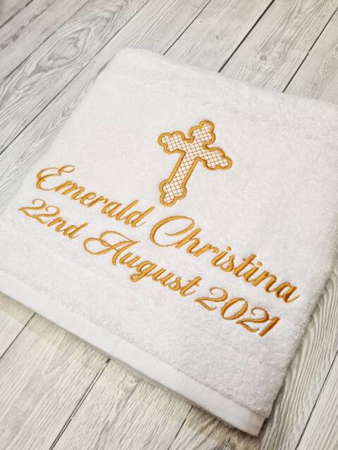 Personalized Orthodox Christening Towel, Custom Embroidered Cross, Baptism Keepsake, Religious Ceremony Gift, Baby Dedication - image 1