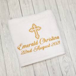 Personalized Orthodox Christening Towel, Custom Embroidered Cross, Baptism Keepsake, Religious Ceremony Gift, Baby Dedication - thumbnail 2