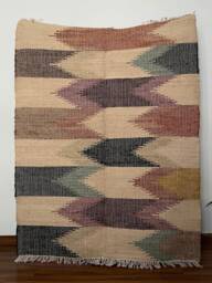 Handwoven Hemp-Cotton Kilim Rug, 5x7 Ft, Traditional Dhurrie