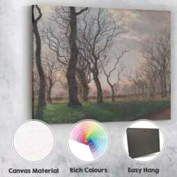 Bare Trees Woodland Landscape Atmospheric Nature Painting Canvas Wall Art Print Decor Picture Ready To Hang - thumbnail 2