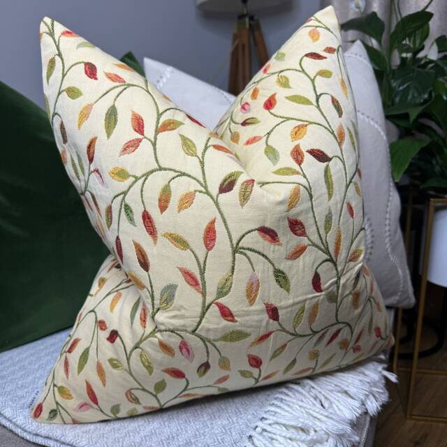 Voyage Fabric, Cervino - Classic Leaf Trail Tapestry Cushion Cover, Pillow High Quality Handmade/Worldwide Shipping - image 1