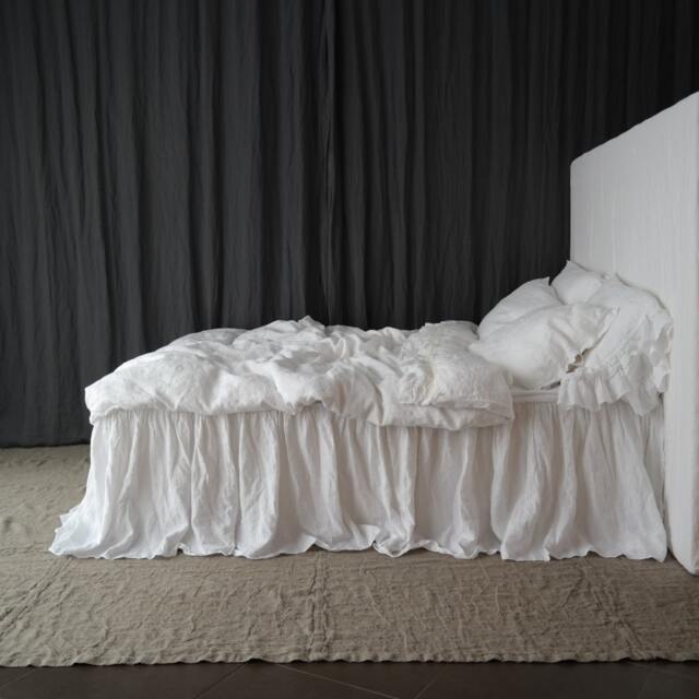 Linen Bedskirt, Dust Ruffle. King Queen Size in Custom Length. French Linen Bedding - image 1