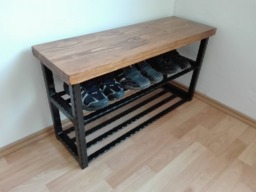 Shoe Bench Handmade Rack Stand Organiser Storage Wood Metal Hallway Entryway Organisation Unit Schuhbank Schuhregal Flur
