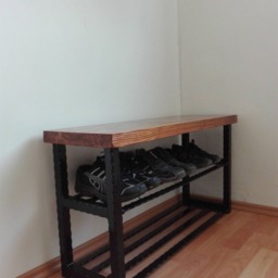 Shoe Bench Handmade Rack Stand Organiser Storage Wood Metal Hallway Entryway Organisation Unit Schuhbank Schuhregal Flur - thumbnail 3