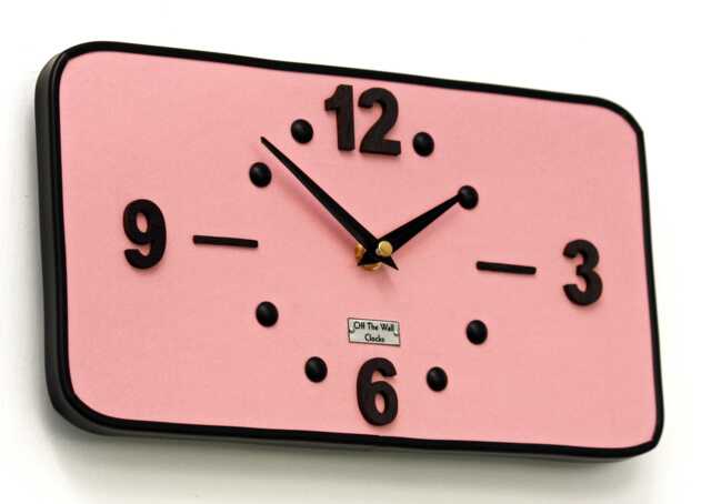 Mid Century Style Wall Clock - 30cm Pink Vintage French Formica Retro Wooden 1950S Atomic Gift Off The Clocks - image 1